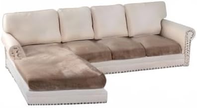 H.VERSAILTEX Velvet Stretch Sectional Couch Covers 4 Pieces Sofa Seat Cushion Covers L Shape Separate Cushion Couch Cover for Both Left/Right Sectional Couch (Large Sofa 3 Seater + 1 Chaise, Taupe)