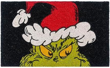 Gertmenian Disney Mickey Mouse Doormat Rug Retro Front Door Coir Mat Welcome Home Indoor Outdoor Entryway Carpet, 2-Pack 20x34, The Grinch Ho Ho Ho/Santa