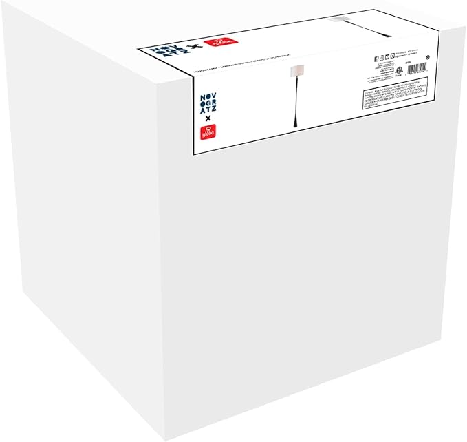 Globe Electric 67224 70" Floor Lamp, Matte Black Finish, White Fabric Shade, Modern Tapered Frame, E26 Base, Contemporary Living Room and Bedroom Lighting