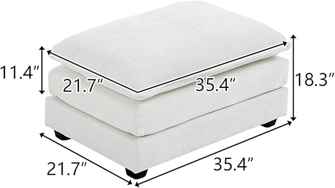 Karl home Modular Ottoman for Sectional Sofa, Chenille Comfy Upholstered Furniture for Living Room, Apartment, Studio, Office, (Ottoman, Beige)