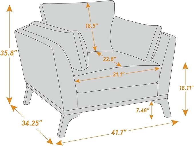 Large-Sized Accent Chair, Thick Cushion Bedroom Reading Chair, Comfortable Living Room Single Sofa, Boucle Curry
