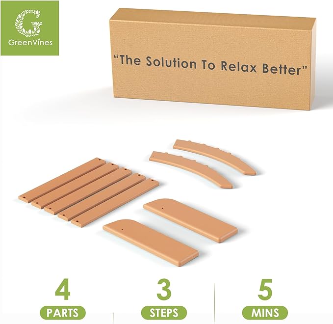 GREENVINES Adirondack-Ottoman | HDPE Plastic | Outdoor Footrest | All Weather | Foot Rest | Foot Stool | Teak | for Adirondack Chair | for Patio Backyard Pool