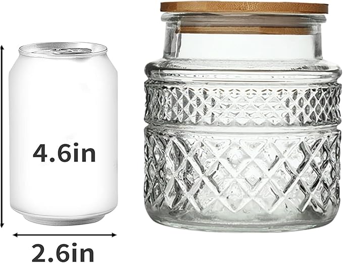 Glass Storage Jar, 38 FL OZ, Food Canisters with Bamboo Lid, Kitchen Containers Decorative Airtight Glass Jars For Cereal Nuts Snack Candy Cookies Coffee Tea