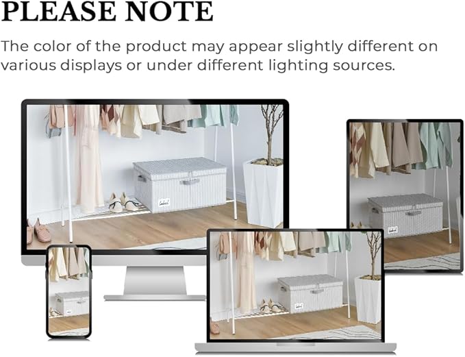 GRANNY SAYS Closet Storage Bins with lids, Fabric Storage Box with Lid, Clothes Bins Storage for Closet, Shelf Baskets for Living Room Wardrobe Shelves, Jumbo, Gray/White, 1-Pack