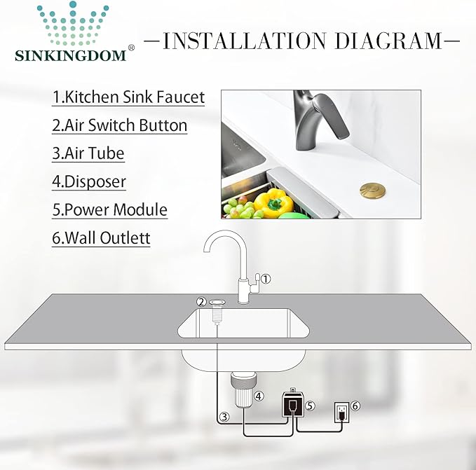 Garbage Disposal SinkTop Air Switch Kit with Stainless Steel Button, Champagne Gold
