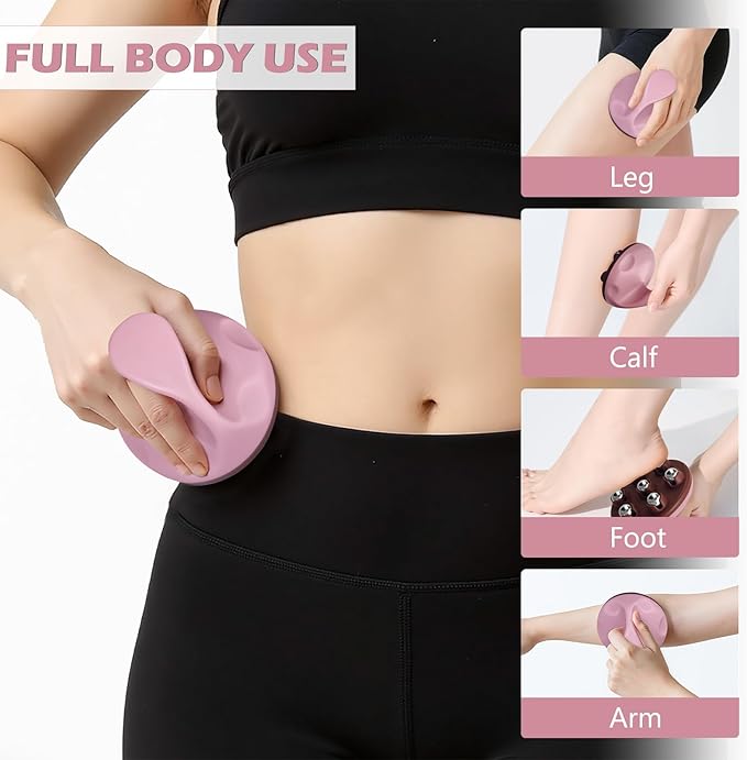 Lymphatic Massage Roller for Cellulite Remover Body Sculpting - Handheld Cellulite Massage Tool for Body Bloat Blood Circulation Lymphatic Drainage Pink