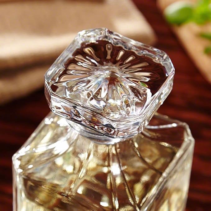 Personalized Whiskey Decanter Set with 4 Square Rocks Glasses - Gift Box Available