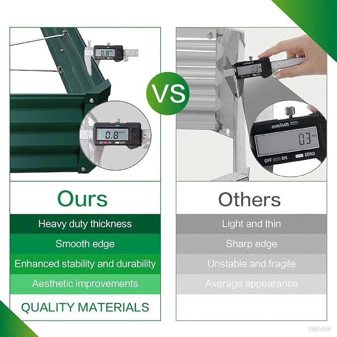 GARDMAX 8x4x1FT Galvanized Raised Garden Bed Kit, Metal Planter Boxes Outdoor with Easy Assembly, Large Garden Bed for Vegetables, Fruits, Flower, Herbs Rectangle Dark Green