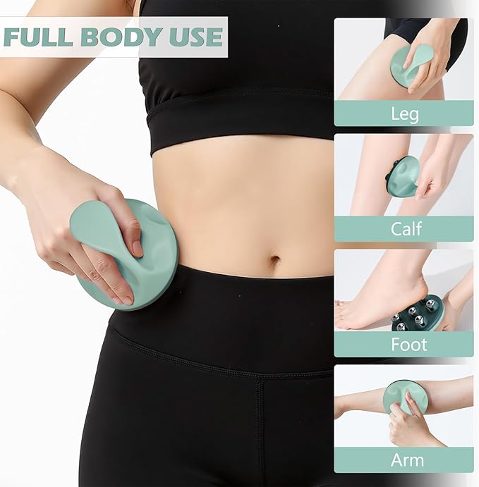 Lymphatic Massage Roller for Cellulite Remover Body Sculpting - Handheld Cellulite Massage Tool for Body Bloat Blood Circulation Lymphatic Drainage Green