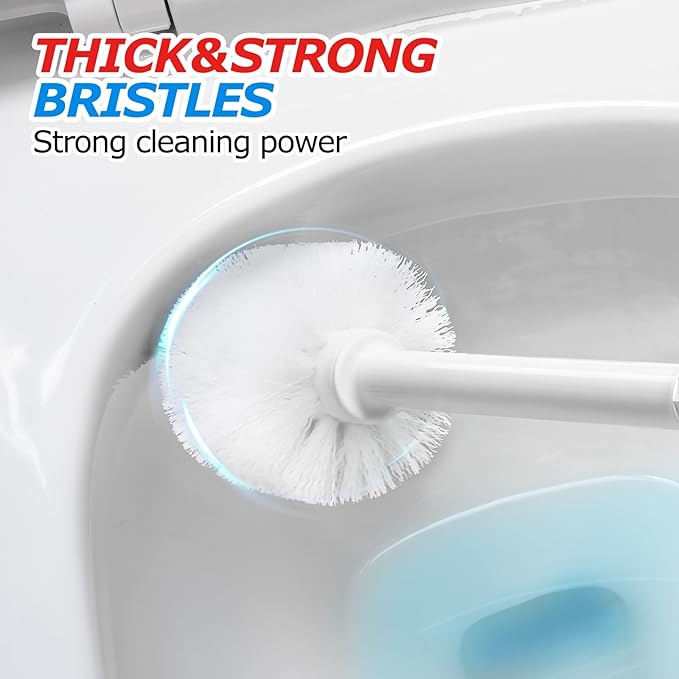 2Pack 2 in 1 Toilet Brush and Plunger Set, Extended Handle Plunger,Toilet Bowl Brush Plunger Set,Bathroom Cleaning Tools ,Toilet Brush Plunger Combo,Cleaning Brush,Cleaning Supplies(White)