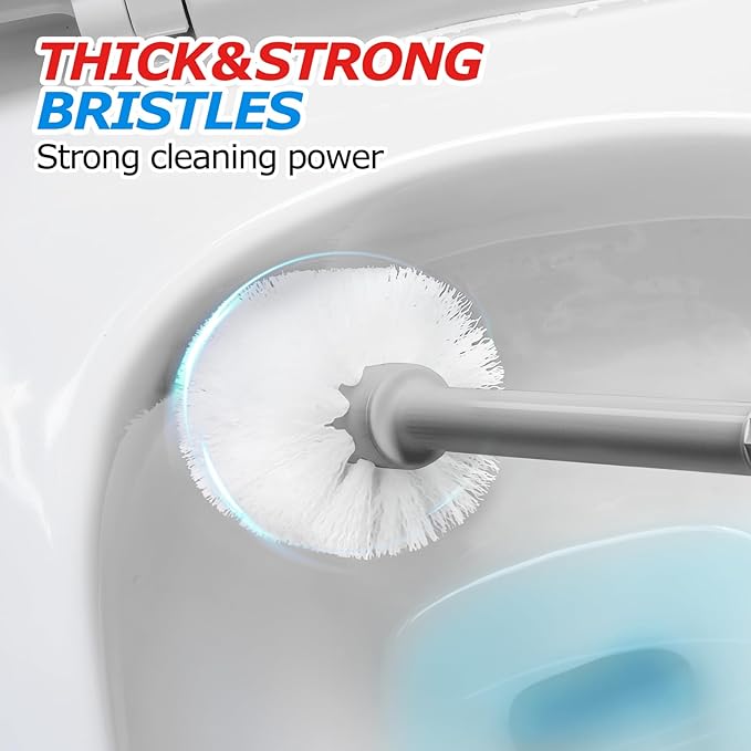 2Pack 2 in 1 Toilet Brush and Plunger Set, Extended Handle Plunger,Toilet Bowl Brush Plunger Set,Bathroom Cleaning Tools ,Toilet Brush Plunger Combo,Cleaning Brush,Cleaning Supplies(Dark Grey)