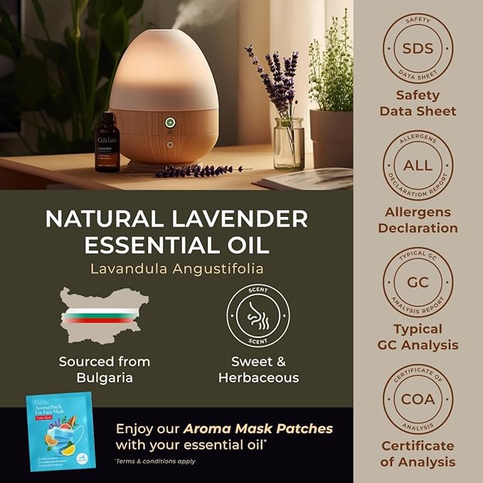 Gya Labs Lavender Essential Oil for Diffuser - 0.34 Fl Oz - 100% Pure Natural Lavender Oil for Skin, Hair, Massage, Aromatherapy & Candle Making Scent