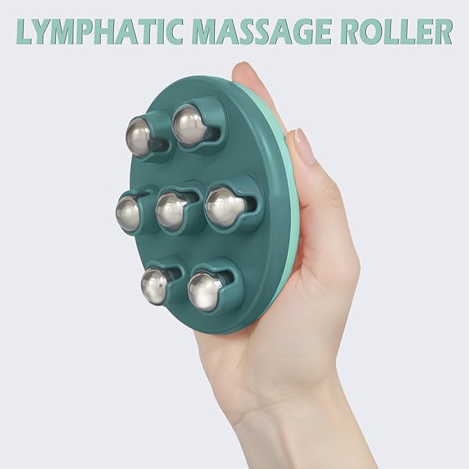 Lymphatic Massage Roller for Cellulite Remover Body Sculpting - Handheld Cellulite Massage Tool for Body Bloat Blood Circulation Lymphatic Drainage Green