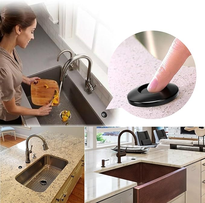 Garbage Disposal Air Switch Kit for SinkTop Waste Disposal with Stainless Steel Black Long Air Button by Briidea