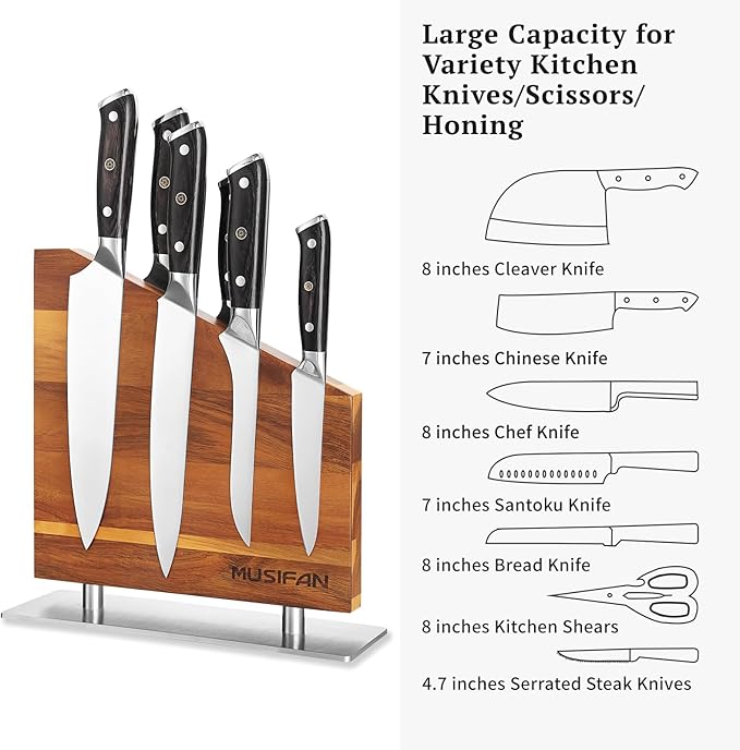 Magnetic Knife Block Without Knives,Magnetic Universal Stands with Strong Enhanced Magnets Strip Kitchen Storage Cutlery Large Organizer ,Knife Holder for Kitchen Organizer