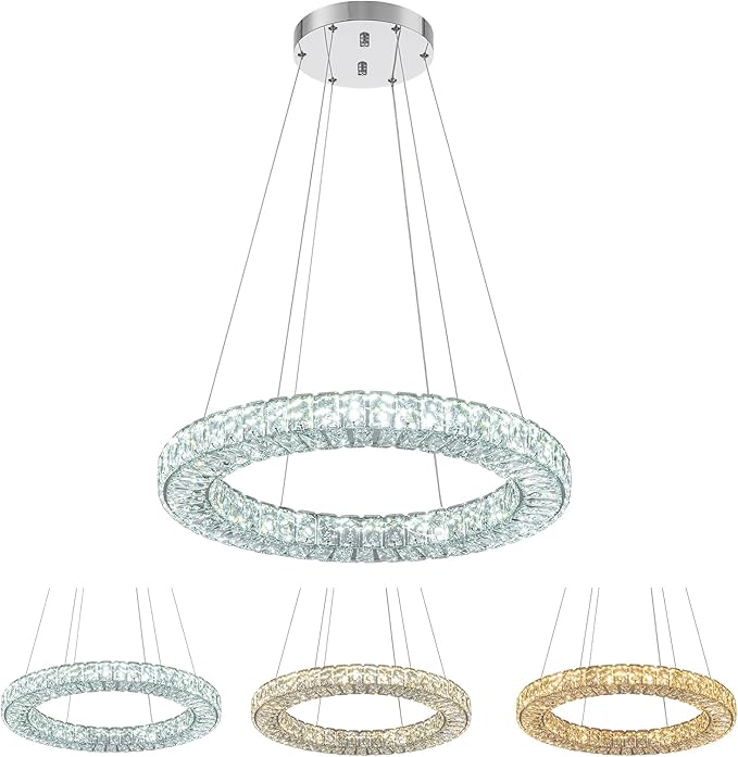22" Chandelier Crystal Chandeliers Ceiling Light Fixture with Remote Control Flush Mount Ceiling Lights for Living Room Dining Room Bedroom(dimmable)