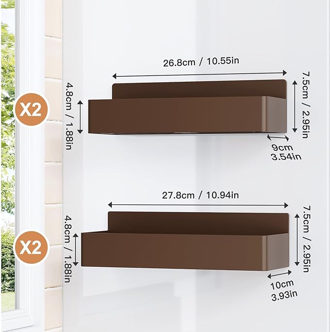 Magnetic Spice Rack for Refrigerator, Kitchen Organizer and Storage Shelf, Brown(4 Pack)…