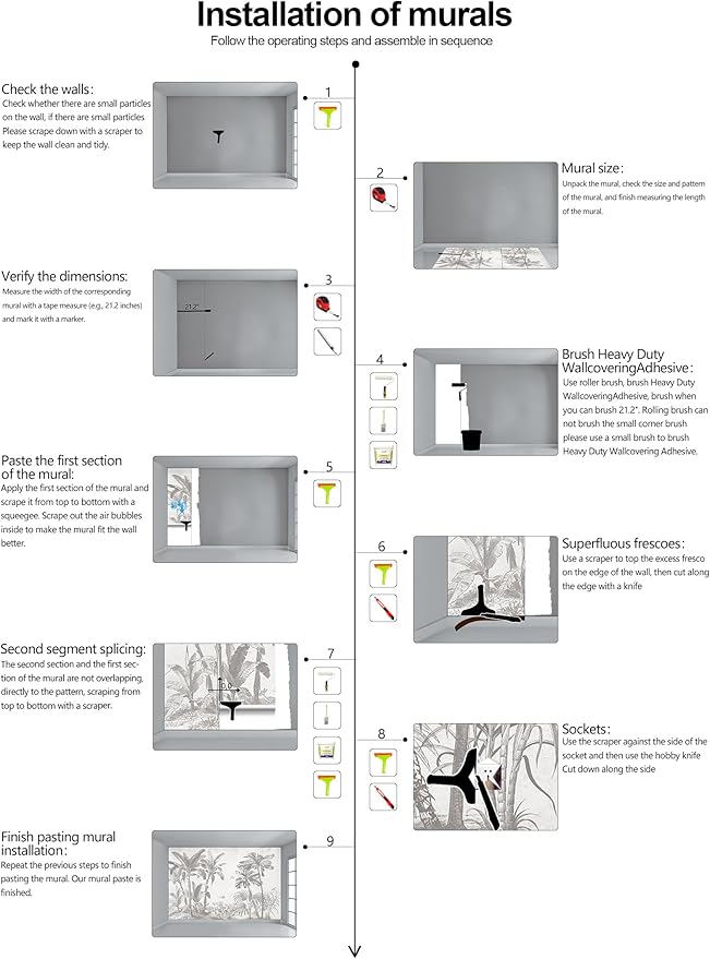 Gray Jungle Landscape Wallpaper Mural Tropical Banana Leaf Wall Mural (Not Peel and Stick)