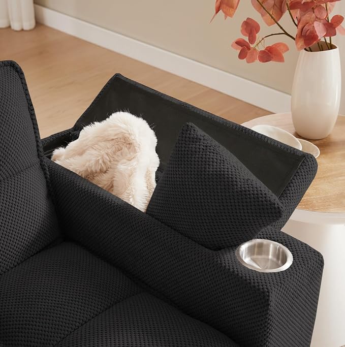 Large Size Convertible Sleeper Sofa Bed,Polka dot Velvet Pull Out Futon Couch with Storage handrails & Rotating Side Tables,Convertible Sofa Couch for Living Room,RV