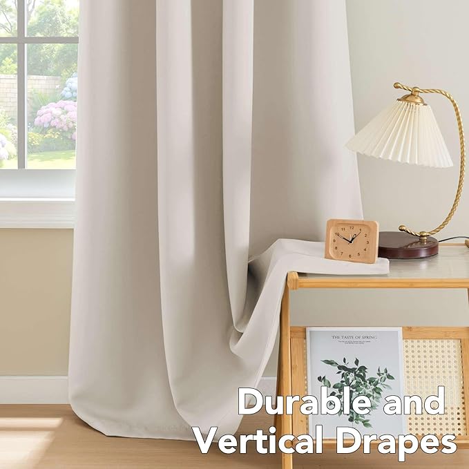 H.VERSAILTEX Thermal Insulated Blackout Window Panels Microfiber Formaldehyde-Free Kids Curtains for Holiday Season Home Decoration,Grommet Top,52 by 96 - Inch - Natural - Set of 2