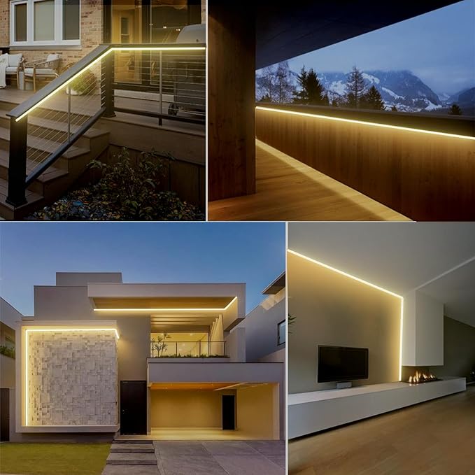 GZBtech Flexible LED Neon Rope Lights 100FT,AC 110-120V Waterproof Strip Light, 120 LEDs/M Cuttable Connectable Neon Lighting for Indoor Outdoor Home Decor/Commercial Building Use-Warm White 30M