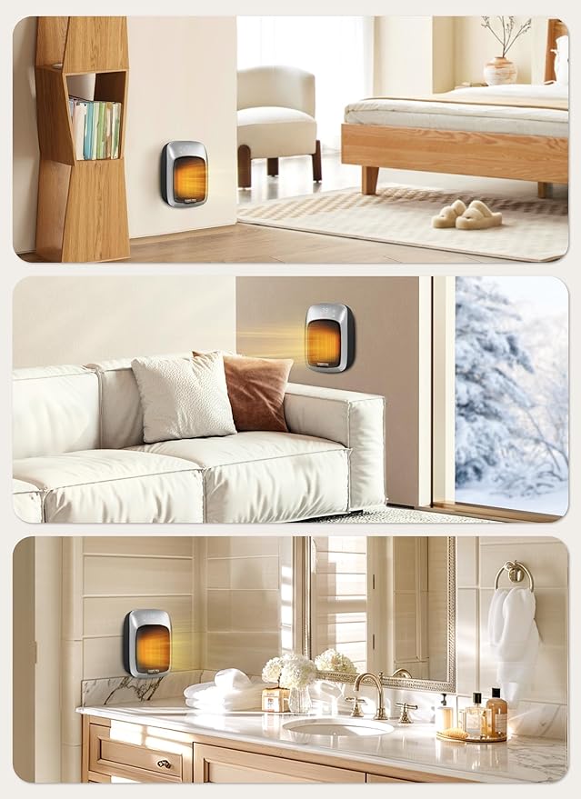 GiveBest 800W Plug-in Wall Space Heater With Remote, Small Outlet Heater With Adjustable Thermostat, 12H Timer, LED Display for RV, Home Office, Bathroom Indoor Use