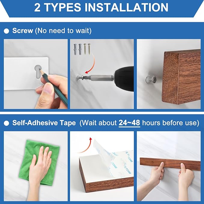Magnetic Knife Holder for Wall, Magnetic Knife Strip No Drilling 16 Inch, Walnut Wood Magnet knife holder strip with 2 Hooks, Powerful Magnet Knife rack for Kitchen Utensils, Knives and Tools