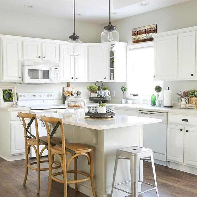 Gather Signs for Home Decor White, Rustic Farmhouse Dining Room Decor Wood Wall Hanging Plaque Gather Wall Decor for Living Room Kitchen Signs 4x16 Inch