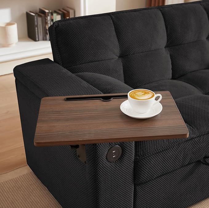 Large Size Convertible Sleeper Sofa Bed,Polka dot Velvet Pull Out Futon Couch with Storage handrails & Rotating Side Tables,Convertible Sofa Couch for Living Room,RV