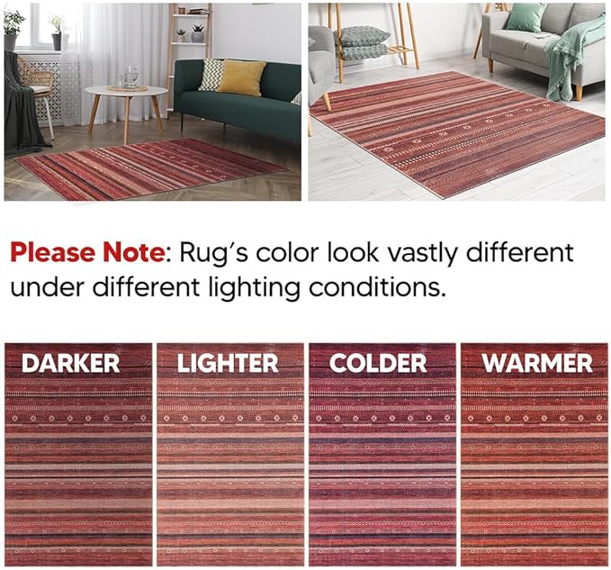 Keen Home Design 9x12 Rug - Machine Washable Area Rug with Non-Slip Backing, Ideal for Living Room, Dining Room, Bedroom - Vintage, Easy Clean, Durable, Low Pile Rug - (9' x 12')