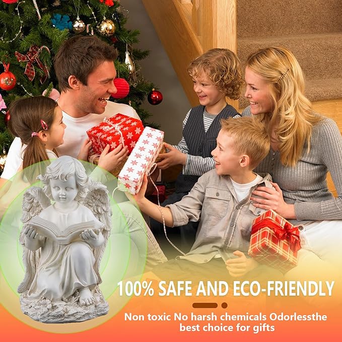 Garden Angel Statues for Outside, Solar Angel for Garden with Bible & Cemetery Decorations for Grave, Angel Figurines for Yard Patio Decor & Lawn Ornaments, Gifts for Mom Grandma Women