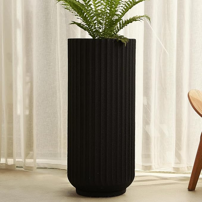 31.5 Inch Tall Roman Column Concrete Planter(14.2Dx31.5H,36 Pounds),Durable All-Weather Use with Drainage Holes,Large Tall Round Planter for Outdoor Indoor Plants