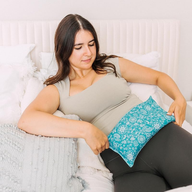Large Microwave Heating Pad with Flax Seed, Scented or Unscented, Good For Back Pain or Cramps, Moist Heat Therapy or Ice Pack, Microwavable Bean Bag, 6" x 12" (Roses, Lavender & Chamomile)