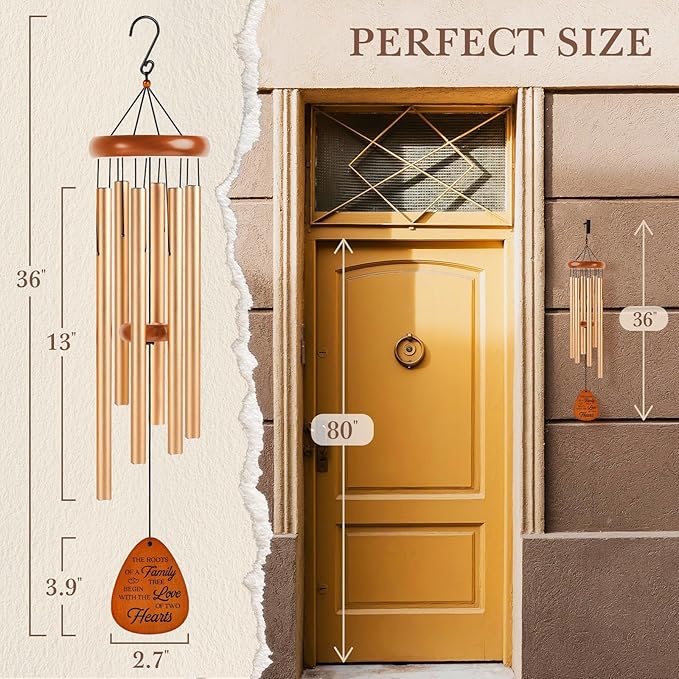 50th Wedding Anniversary Wind Chime, Happy 50th Anniversary Romantic Gifts for Couple, Parents, Wife, Husband, Friends, Golden Anniversary's Keepsake Gifts Ideas-Large 36''