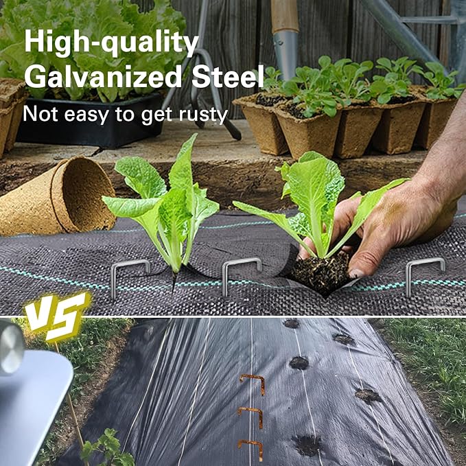 6 Inch Landscape Staples, More Thicker Heavy Duty 8 Gauge Galvanized Landscape Stakes, 125 Packs Garden Staples for Lawns, Weed Barriers, and Landscape Fabrics, Irrigation Hose, Tent Pegs 
