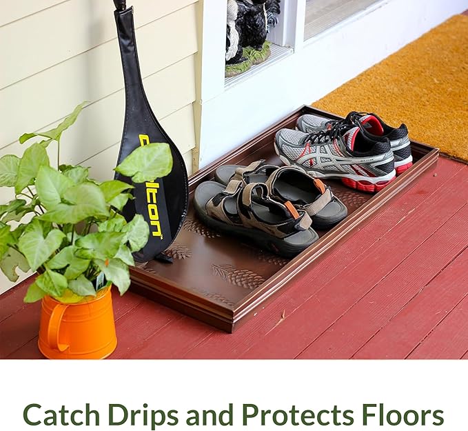 Good Directions Large Boot Tray, Circles Multi-Purpose All Weather Decorative Boot Tray, Shoes, Plants, Garage, Patio Door, Pet Bowls, 34 inch Entry Indoor Shoe Tray, Copper Finish