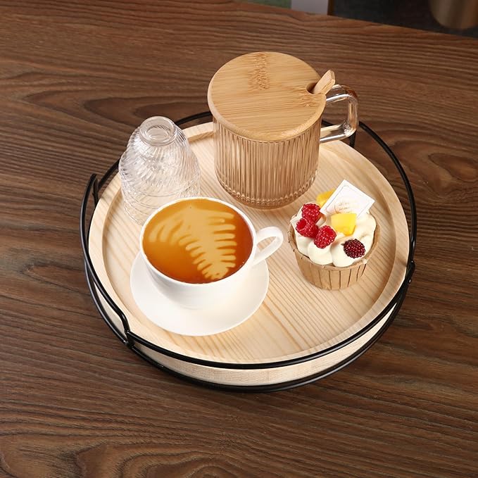 10" Wooden Lazy Susan,Round Wooden Lazy Susan Organization for Dining Table,Storage for Dining Table,Home Decor,Spices Organizer,1PC