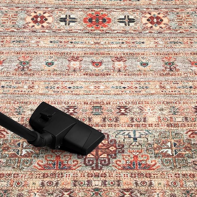 Keen Home Design 9x12 Rug - Machine Washable Area Rug with Non-Slip Backing, Ideal for Living Room, Dining Room, Bedroom - Vintage, Easy Clean, Durable, Low Pile Rug - (9' x 12')