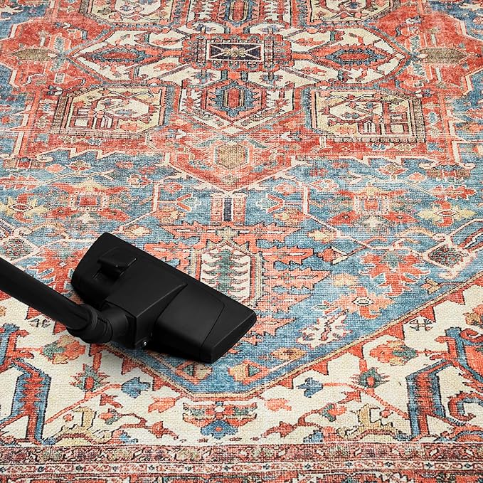 Keen Home Design 9x12 Rug - Machine Washable Area Rug with Non-Slip Backing, Ideal for Living Room, Dining Room, Bedroom - Vintage, Easy Clean, Durable, Low Pile Rug - (9' x 12')