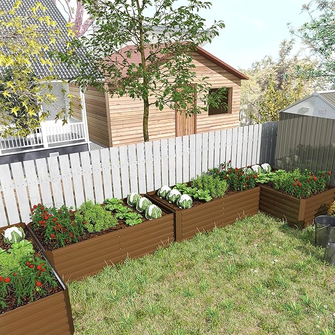 6x3x2 ft Raised Garden Bed, Large Metal Planter Raised Beds, Planters for Outdoor Plants for Vegetables, Flowers, Herbs, Fruits, and Succulents.(4 Pcs)