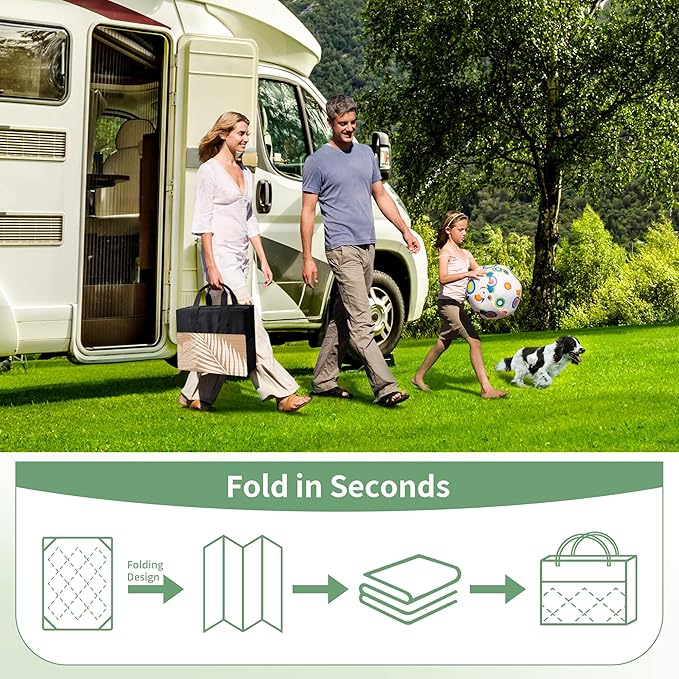 GENIMO Outdoor Rug 9' x 12' Waterproof for Patios Clearance, Reversible Outdoor Plastic Straw Camping Rug Carpet, Large Area Rugs Mats for RV, Camper, Deck, Balcony, Porch, Beach, Picnic, Brown&Beige