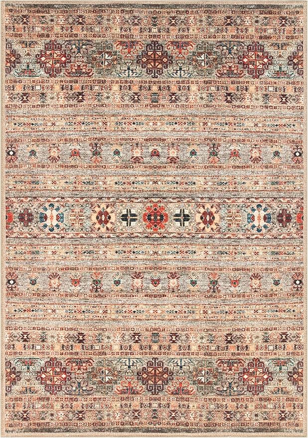 Keen Home Design 9x12 Rug - Machine Washable Area Rug with Non-Slip Backing, Ideal for Living Room, Dining Room, Bedroom - Vintage, Easy Clean, Durable, Low Pile Rug - (9' x 12')