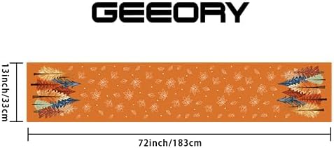 GEEORY Fall Watercolor Trees & Maple Leaves Table Runner 13x72 Inch, Rustic Farmhouse Autumn Thanksgiving Decor for Kitchen, Dining, Indoor/Outdoor Holiday Dinner Party Orange GT158-72