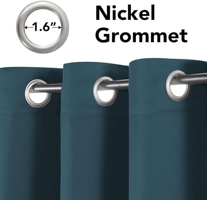 H.VERSAILTEX Premium Blackout Thermal Insulated Room Darkening Curtains for Bedroom/Living Room - Classic Grommet Top (2 Panels, Dark Teal, 52 Inch by 108 Inch)
