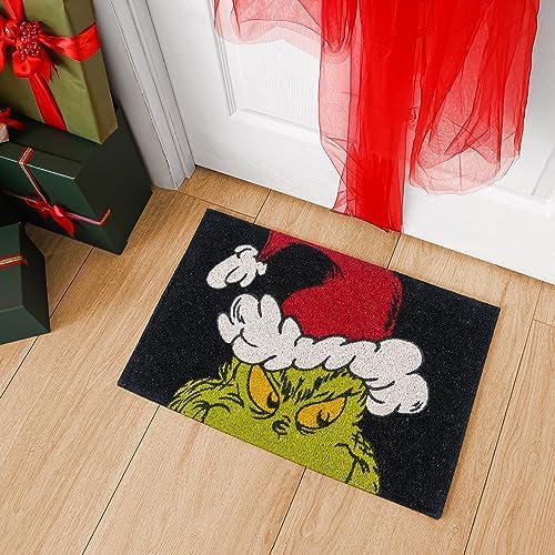 Gertmenian Disney Mickey Mouse Doormat Rug Retro Front Door Coir Mat Welcome Home Indoor Outdoor Entryway Carpet, 2-Pack 20x34, The Grinch Ho Ho Ho/Santa