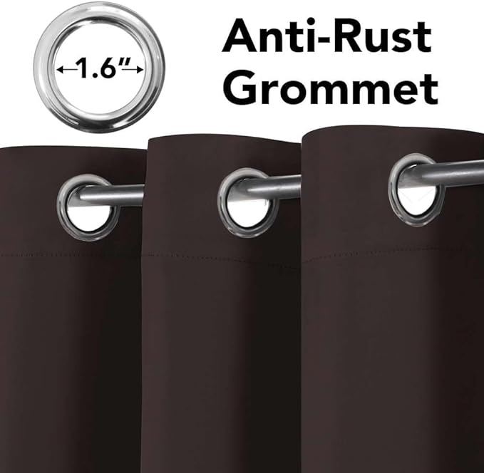 H.VERSAILTEX Blackout Curtains for Bedroom Thermal Insulated Room Darkening Living Room Curtains 84 Inch Long Grommet Privacy Protection Window Curtain Panels/Drapes, 2 Panels, Chocolate Brown