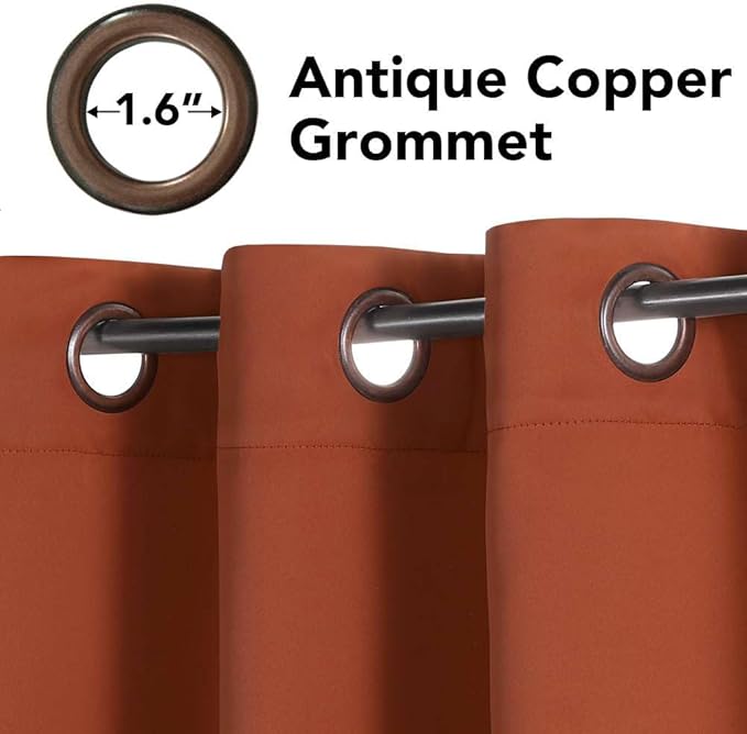 H.VERSAILTEX Ultra Soft Blackout Curtains for Bedroom Living Room, Extra Long Room Darkening Drapes Thermal Insulated Grommet Top Blackout Draperies for Patio Door (52 by 108 Inch, Orange, Set of 2)