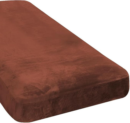 H.VERSAILTEX Velvet Stretch Individual Chaise Cover Sectional Couch Covers for L Shaped Sofa Both Left/Right Furniture Protector Seat Cushion Sofa Cover (1 Piece Chaise Cover, Rust)