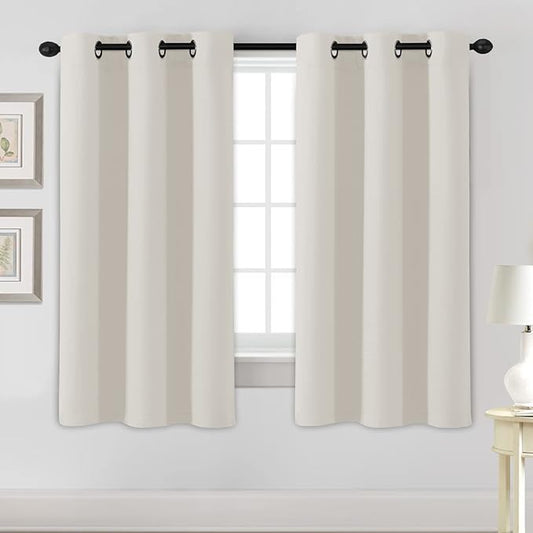 H.VERSAILTEX Room Darkening Curtains for Living Room Light Reducing Thermal Insulated Window Treatment Panels/Drapes Grommet Top 2 Panels (Ivory - 42 x 63 Inches)