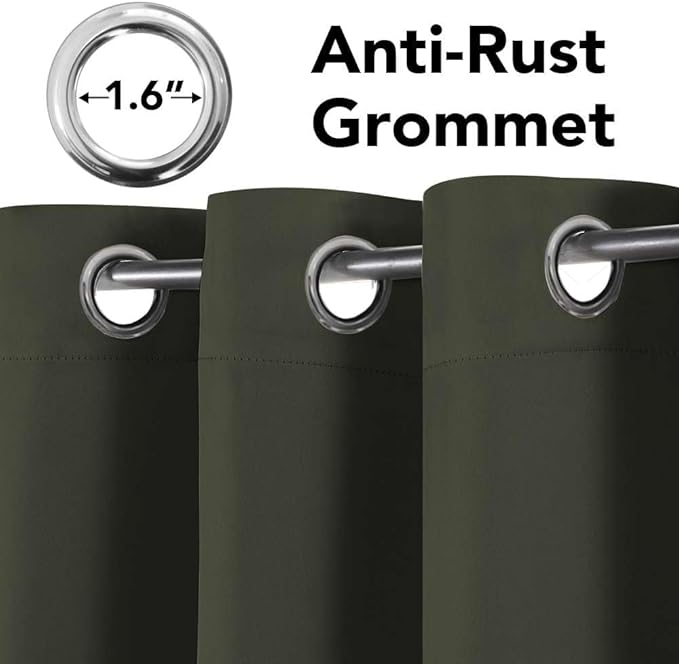 H.VERSAILTEX Thermal Insulated Blackout Window Panels Microfiber Formaldehyde-Free Kids Curtains for Holiday Season Home Decoration,Grommet Top,52 by 96 - Inch - Olive - Set of 2